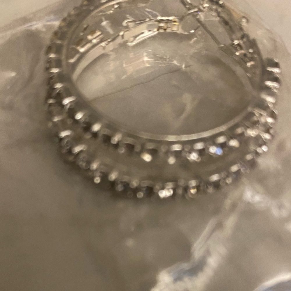 NWOT! Fashion Jewelry Sterling Silver Pave Hoop Earrings